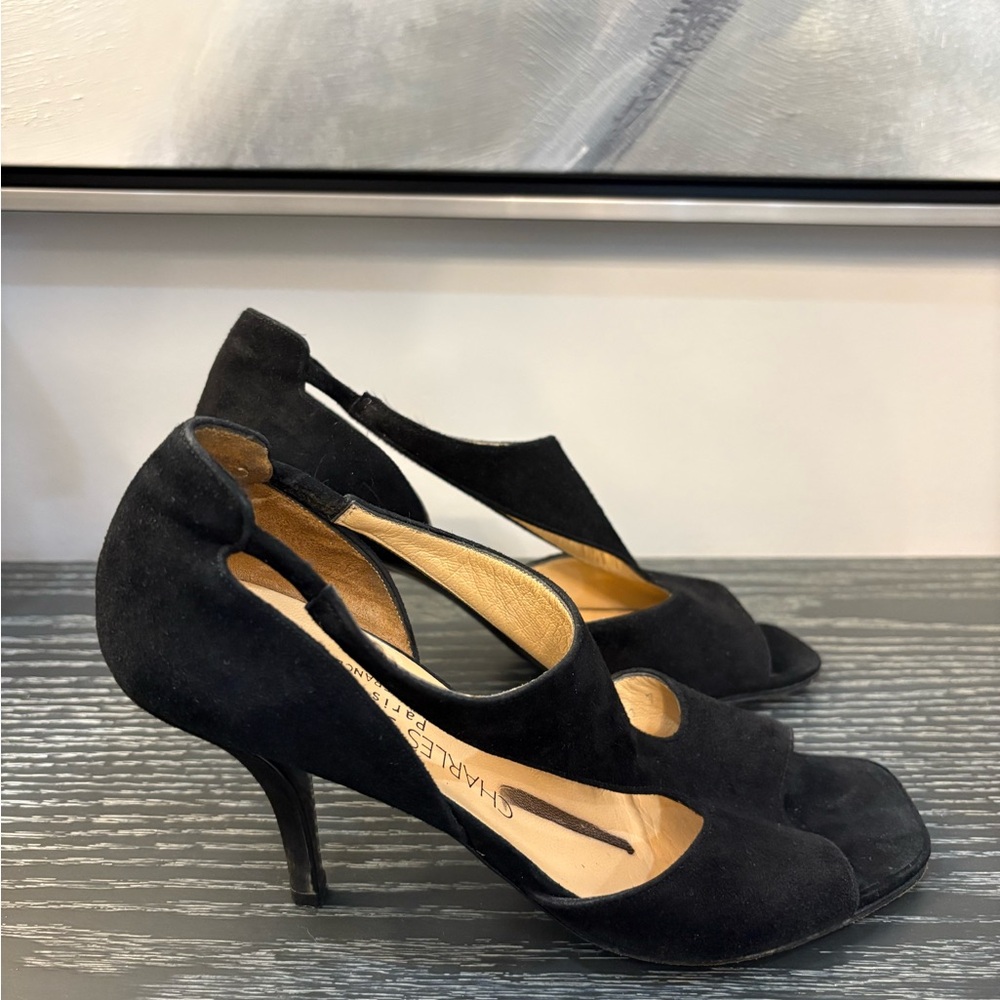 Charles Jourdan Black Suede Heels